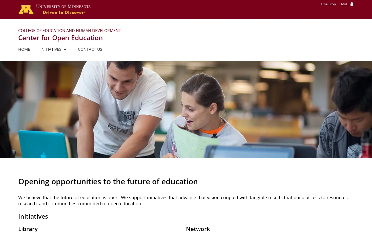 Center for Open Education 页面快照